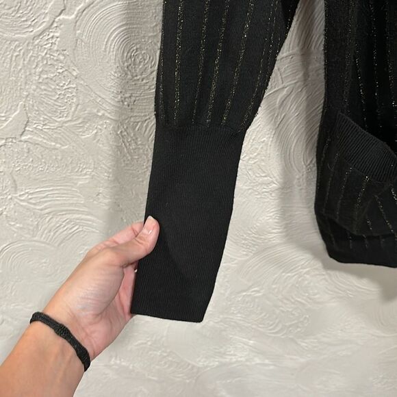 Sundays By We Are Sunday Elon Cardigan Black And Metallic Gold Pinstripes Size 1 - Picture 4 of 7